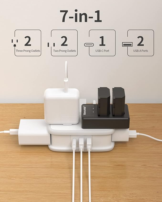 2 Pack Power Strip with USB C Ports, 4 Outlets 3 USB(1 USB-C), NTONPOWER Small Power Strip with 4ft Short Extension Cord Flat Plug, Compact Power Strip for Travel Hotel Cruise Essentials, White