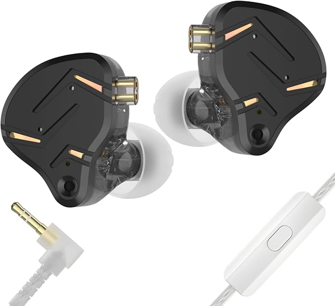 2026 Latest KZ ZST PRO X in Ear Monitor Headphones, 1BA 1DD Hybrid Driver Wired Gaming Earbuds, Deep Bass Sound Ear buds, HiFi IEM for Gaming Music Video Singer Musician Drummer (with mic, Black Gold)
