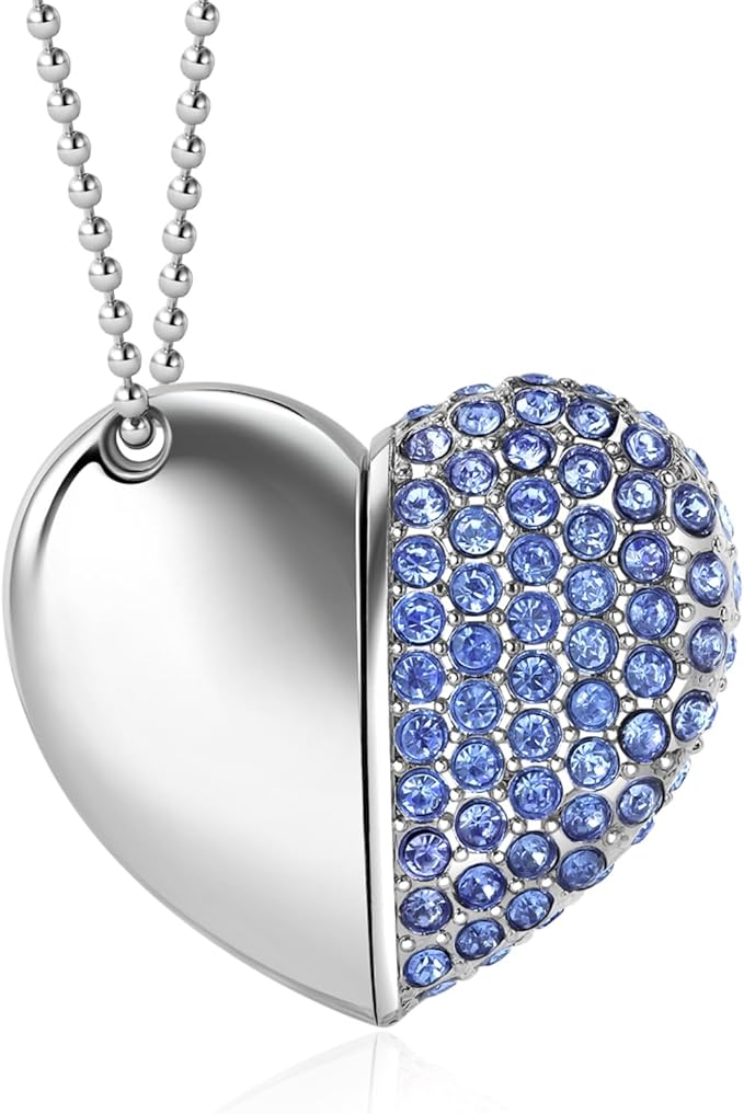 USB 2.0 Flash Drive,Cute Romantic Heart Shape USB Memory Stick,Thumb Drive for Photos, Music, Files Storage (Blue, 32, GB)