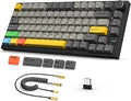 Attack Shark ajazz AK820 Pro 75% Mechanical Keyboard and Coiled Cable Hot Swappable Wireless 2.4GHz/Bluetooth/Wired TFT Screen & Knob Flying Fish Switch RGB Gasket Mount Custom Keyboard-Black