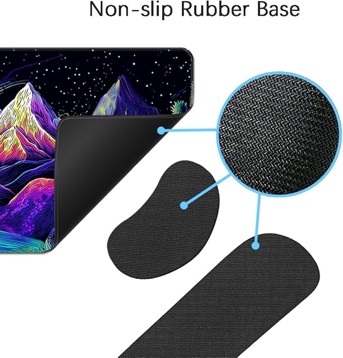 Desk Mat, Large Gaming Mouse Pad with Wrist Rest, 4 in1 XXL Mouse pad+Keyboard Wrist Rest+Mouse Pad Wrist Support+Cup Coaster Set, Ergonomic Desk Pad for Home Office, Neon Landscape
