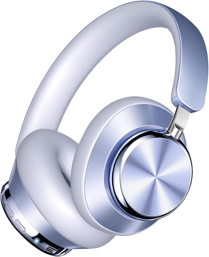 Wentronic Y03 Bluetooth Headphones Wireless Active Noise Cancelling Over Ear Headphones 48 Hours Playtime High Sound Quality 6 EQ Music Mode Headphones with Soft Ear Cushion - Blue