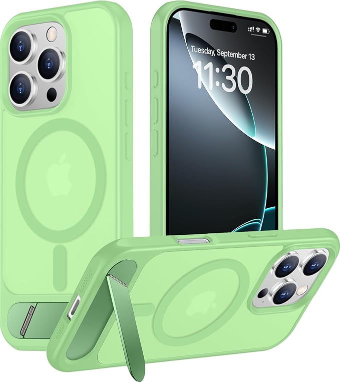 Magnetic Compatible with iPhone 16 Pro Max Case, [Built-in Invisible Kickstand][Compatible with MagSafe][Military Grade Shockproof] Slim Translucent Matte Phone Case for iPhone 16 Pro Max 6.9"