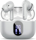 Btootos Wireless Earbuds Bluetooth 5.3 Headphones Bass Stereo Ear Buds with Noise Cancelling Mic LED Display in Ear Earphones IP7 Waterproof 36H Playtime for Laptop Pad Phones Sports Graphite Gray