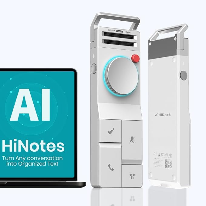 HiDock P1 AI Voice Recorder Work with Bluetooth Earbuds: BlueCatch Tech Smart Voice Recorder with Playback AI Transcriber Summarize for Lectures Meeting Notes Voice Activated Recorder 64GB(Star White)