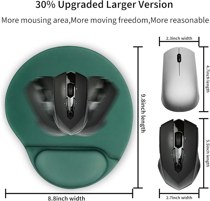 Ergonomic Mouse Pad with Wrist Support,Cute Mouse Pads with Wrist Rest,Comfortable Mouse Pad for Home Office Gaming Working Computers Laptop,Pain Relief with Non-Slip PU Base (Sap Green)