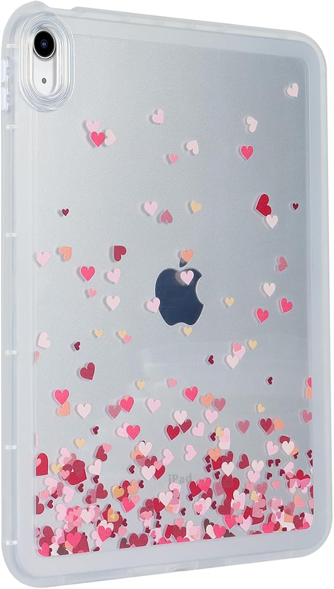 for iPad Pro 12.9 inch Case 6th/5th/4th/3rd Generation (2022/2021/2020/2018) Frosted Translucent Clear Slim Lightweight Protective Cover Soft TPU Back Shockproof Silicone Shell, Love Heart