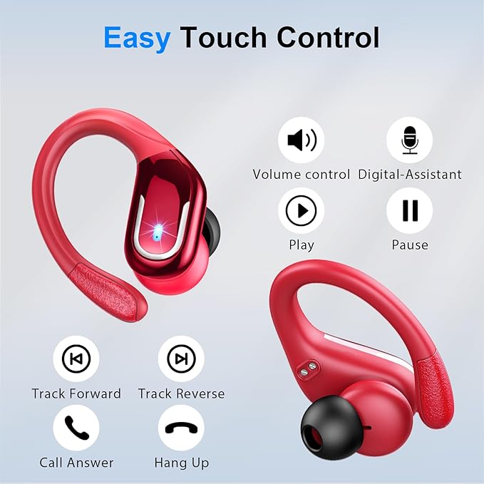 Wireless Earbuds Sport, Bluetooth 5.4 Headphones 2025 Bluetooth Earbuds with 75Hrs Stereo, 4 ENC Mic, Over-Ear Buds with Earhooks Noise Canceling Earphones , IP7 Waterproof Headset for Workout/Running