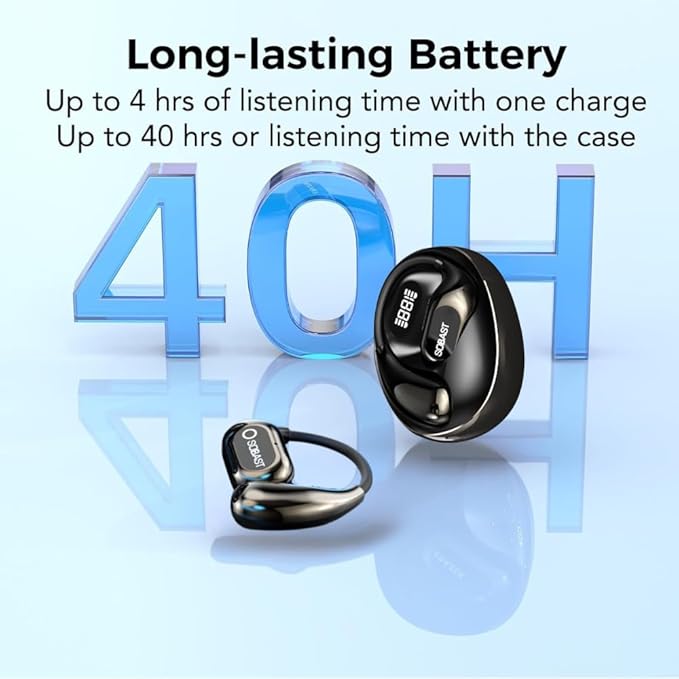 Wireless Earbuds for Workout/Running, Sports Bluetooth 5.4 Headphones,IPX7 Waterproof,Fast Charging,40Hrs Playtime Ear Buds with LED(Black-S)