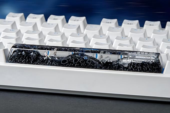 Blue Spaceship Astronaut Galaxy Artisan Spacebar Keycap SA Profile Custom Spacebar 6.25U Keycaps Handmade Gaming Resin Key Cap Cherry MX Switch Compatible Mechanical Keyboard Space Lover Gift