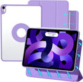 ZENLU iPad Air 10.9/11 inch Case with Removable Magnetic Folio Cover, Premium PU Leather, Multiple Angles Stand, Pencil Slot Charging Support, Full Protective Case for iPad Air 7 6 5 4 Gen (Purple)