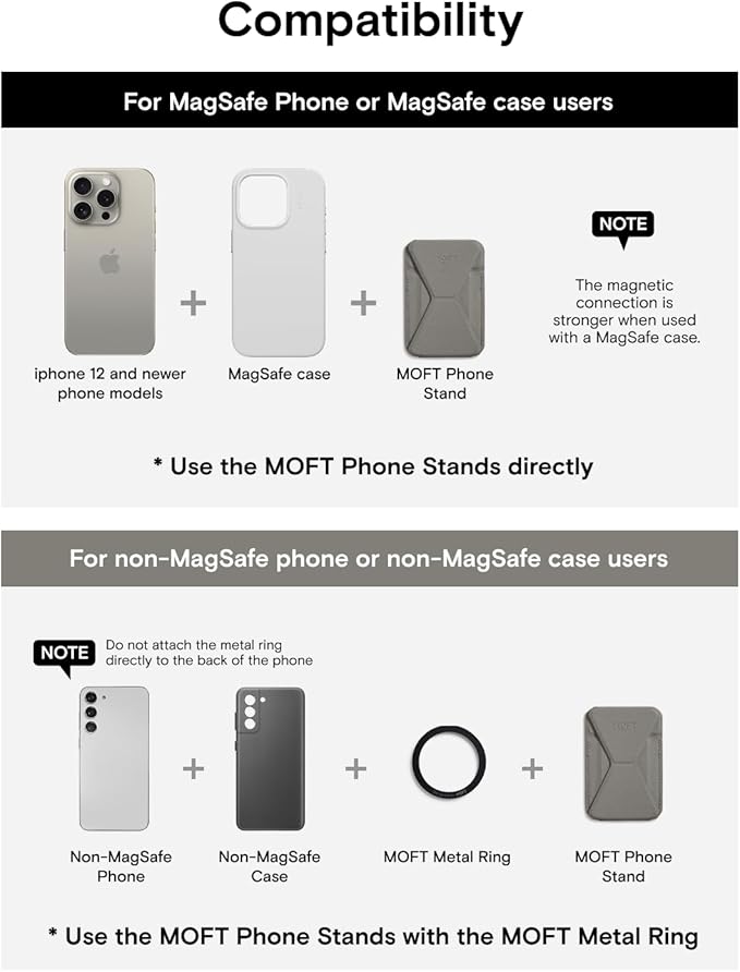 MOFT Magnetic Wallet Stand Compatible with iPhone 17/16/15/14/13/12 Series, Angle Adjustment & Magsafe Compatible MOVAS Phone Stand,Taupe