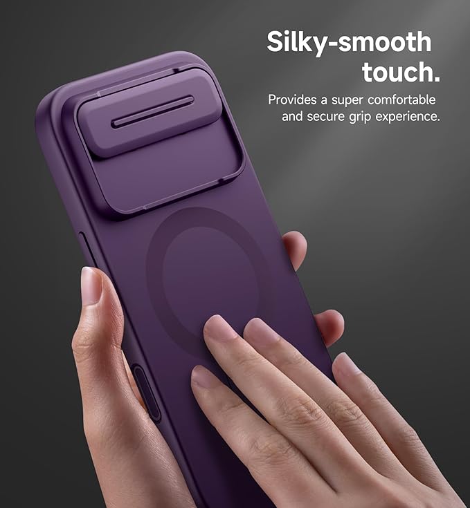 SURITCH for iPhone Air Case with Camera Control Cover, Camera Slide Cover and Adjustable Kickstand, Compatible with MagSafe, Shockproof Bumper Protective Cases for iPhone 17 Air 6.5 Inch, Dark Purple
