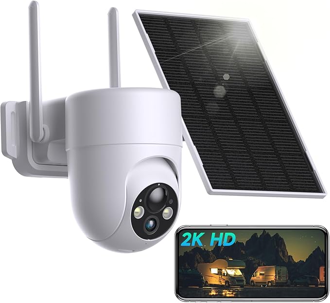 LIWAN Solar Security Camera Wireless Outdoor, 2.4G WiFi Outdoor Cameras for Home Security, 2K Surveillance Camera Outside, Solar Powered, Color Night Vision, PIR Detection, 2-Way Talk