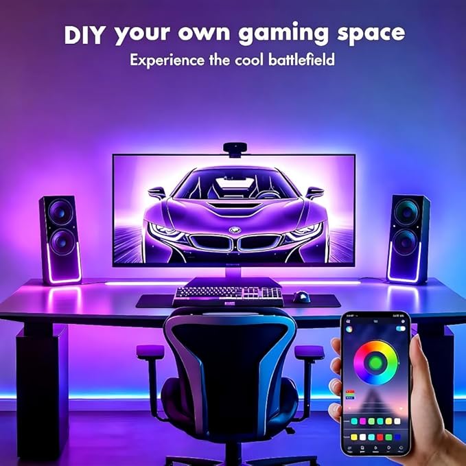 LED Lights for TV, RGB TV Backlight Behind, 16.4ft LED Lights for 45-75 Inch TVs, Music Sync Bluetooth APP & Remote Control,USB Powered Strip Lights for Bedroom, Xmas, Home Décor