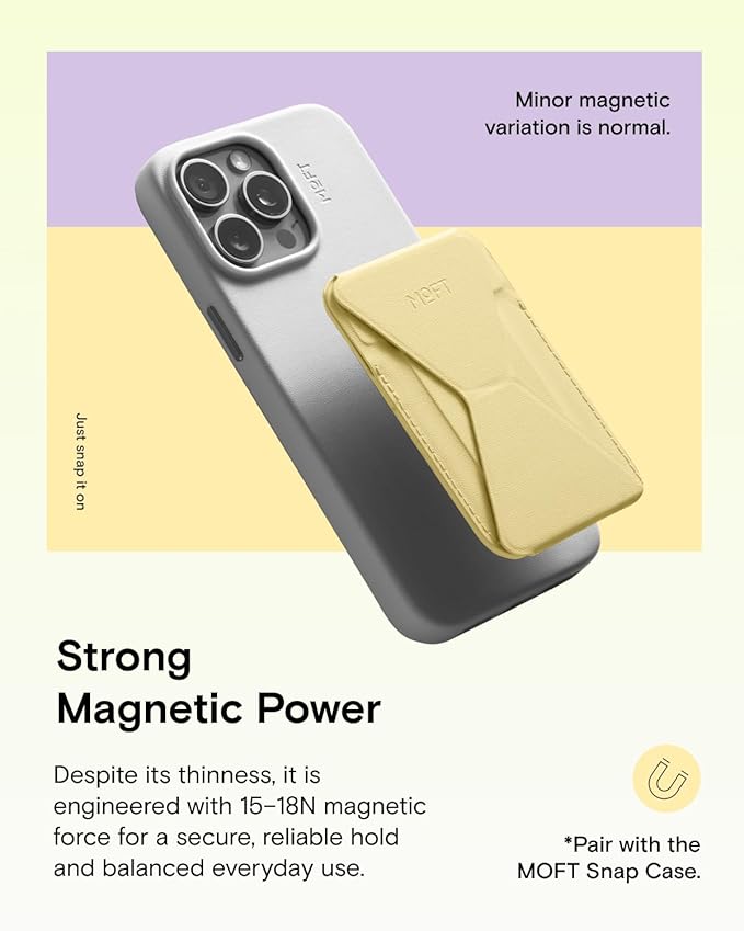 MOFT Magnetic Wallet Stand Compatible with iPhone 17/16/15/14/13/12 Series, Angle Adjustment & Magsafe Compatible MOVAS Phone Stand,Panna Cotta
