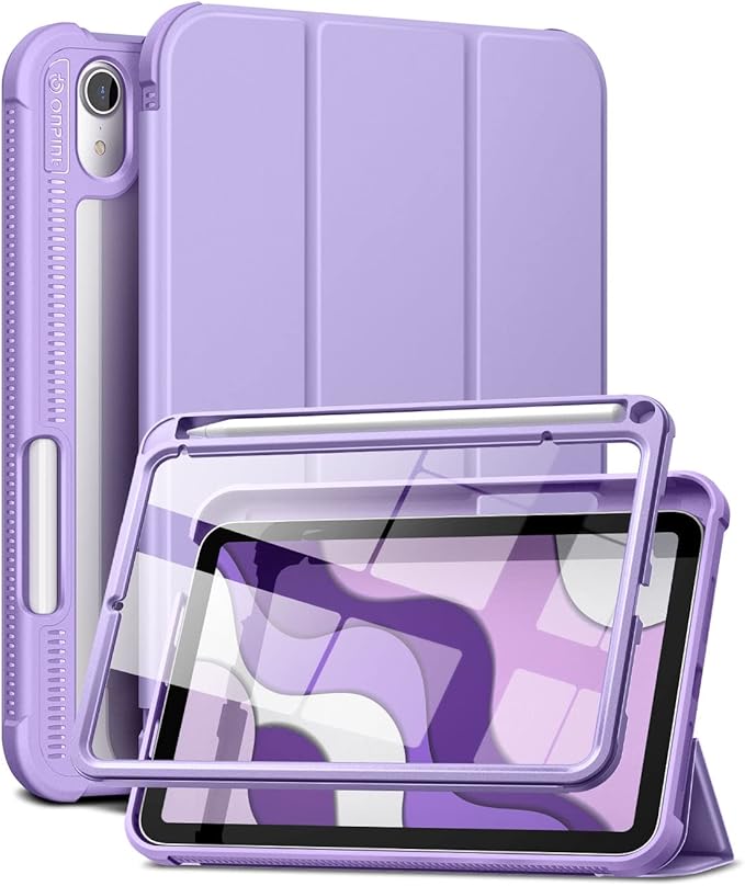 Case for iPad mini 7 (A17 Pro) 2024 & iPad mini 6 2021 Case, [Built-in Screen Protector][Auto Sleep/Wake][Pencil Holder] iPad mini 6th Generation 8.3-inch Soft Leather Flip Cover with Stand Purple