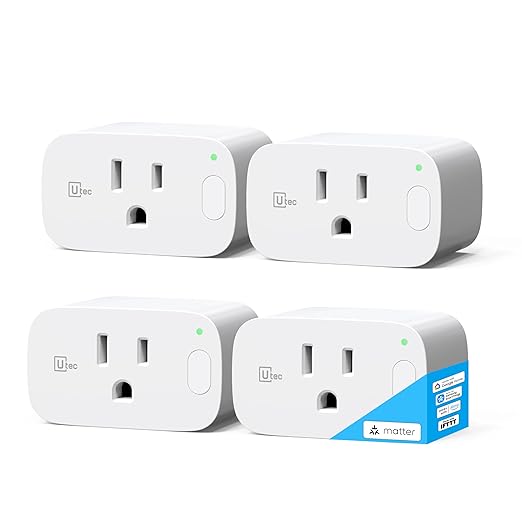 Smart Plug, Smart Home Outlet, 15A Ultra Efficient Smart Plug Compatible with Matter, Alexa, Google Home & IFTTT, 2.4GHz Wi-Fi Only, Remote Control, ETL Certified, 4Pack