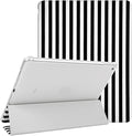 Lovmooful Compatible for iPad 9/8/7 (10.2-Inch,2021/2020/2019 Model,9th/8th/7th Generation) Case with Pencil Holder Cute Striped with Aesthetic Design Soft TPU Trifold Stand Protective-Black&White