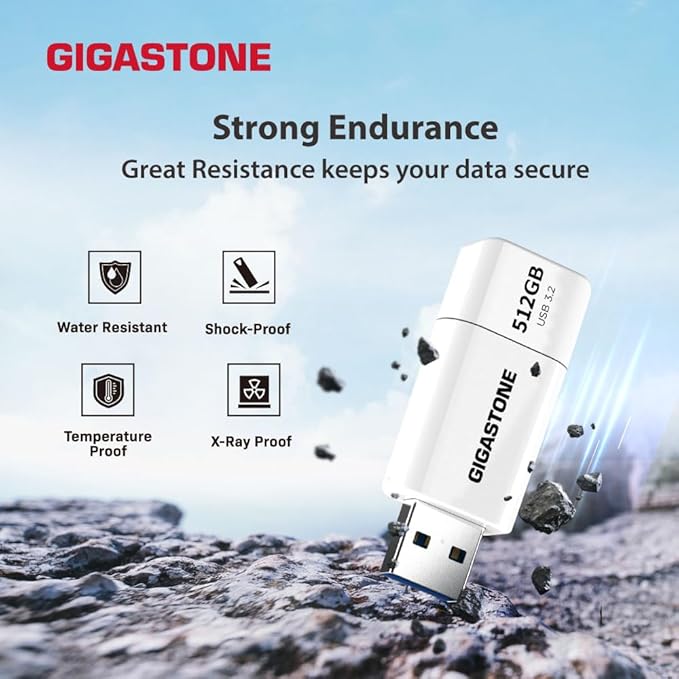 GIGASTONE 512GB Flash Drive, Z60 USB 3.0, 120MB/s Ultra Fast, Retractable Capless Slider Design, Data Storage, Backup for PC/Mac/TV/Car Audio, USB 2.0/3.0/3.1 Compatible
