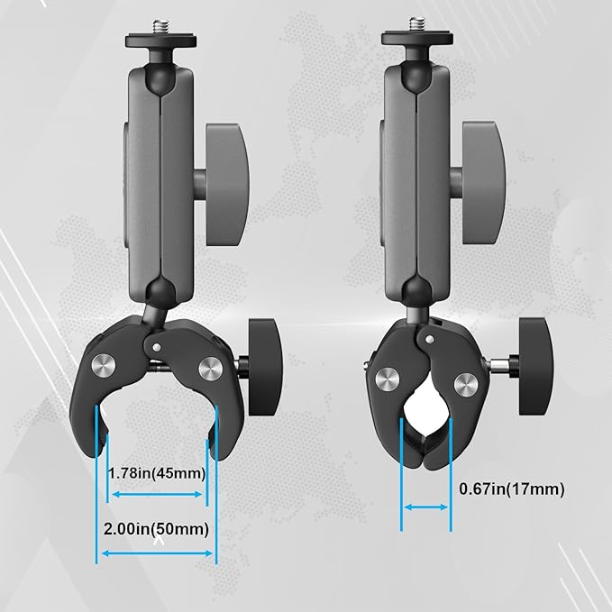 SIOTI Jaw Clamp Mount with 1/4 Inch Mount and Action Camera Mount, Compatiable for Mobile Phone & Action Camera Go Pro Hero 12/11/10/9, DJl Osmo Action/Pocket, Insta360 X/Ace/Ace Pro