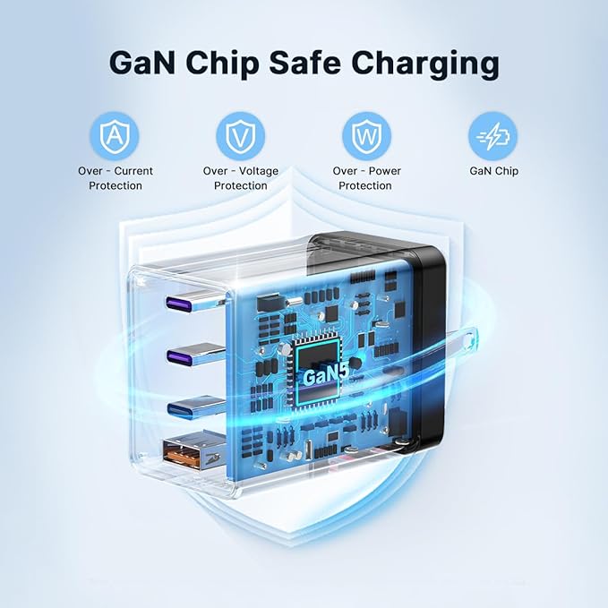 2 Pack 200W USB C Charger Block, Foldable 4-Port GaN5 Super Fast Charger USB C, Dual 65W Type C Charging Block, Laptop Fast Charging Adapter for MacBook Pro/Air, iPad, iPhone, Samsung Galaxy Black