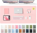 YSAGi Leather Desk Pad Protector, Office Desk Mat, Large Mouse Pad, Non-Slip PU Leather Desk Blotter, Laptop Desk Pad, Waterproof Desk Writing Pad for Office and Home (Light Pink, 55" x 24")