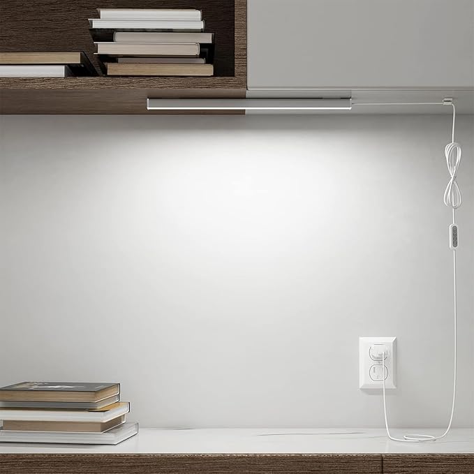 ASOKO LED Under Cabinet Lighting,3 Color Changing(2700K, 4000K,6000K), 14.5in USB Plug-in Under Desk Light, Dimmable LED Grow Light for Home Kitchen,Cabinet,Pantry