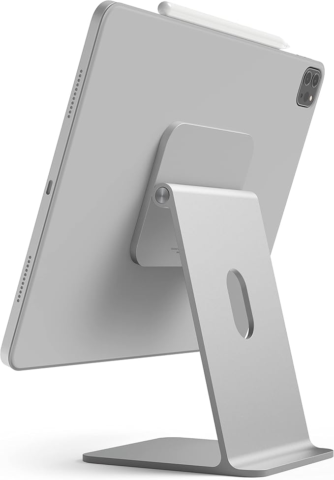 elago Premium iPad Magnetic Stand Designed for iPad Pro 12.9"(5th, 4th Gen), 11"(3rd,2nd Gen), Air 10.9"(5th, 4th Gen), Mini 8.3"(6th Gen, A17 Pro), 10.9"(10th Gen) [Silver]