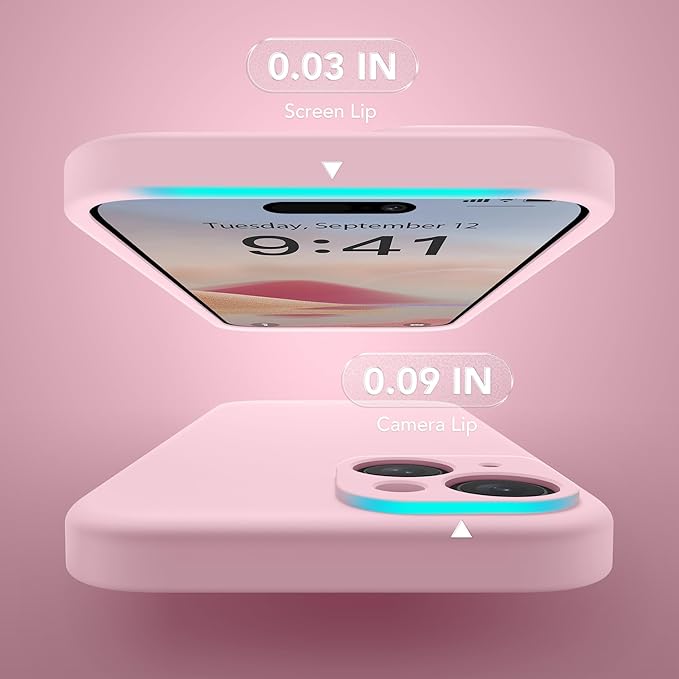 Magnetic for iPhone 14 Case, Compatible with MagSafe, [Full Camera Protection][Screen Protector] Silicone Shockproof Protective Phone Case for iPhone 14 6.1 inch, Chalk Pink