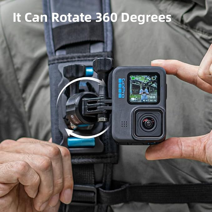 Magnetic Backpack Shoulder Strap Mount, 360° Rotatable Quick Release Backpack Mount, Bag Belt Shoulder Strap Clip Holder Compatible with GoPro Hero 13/12/11/9, DJI Action 6/5 Pro/4/3 and More