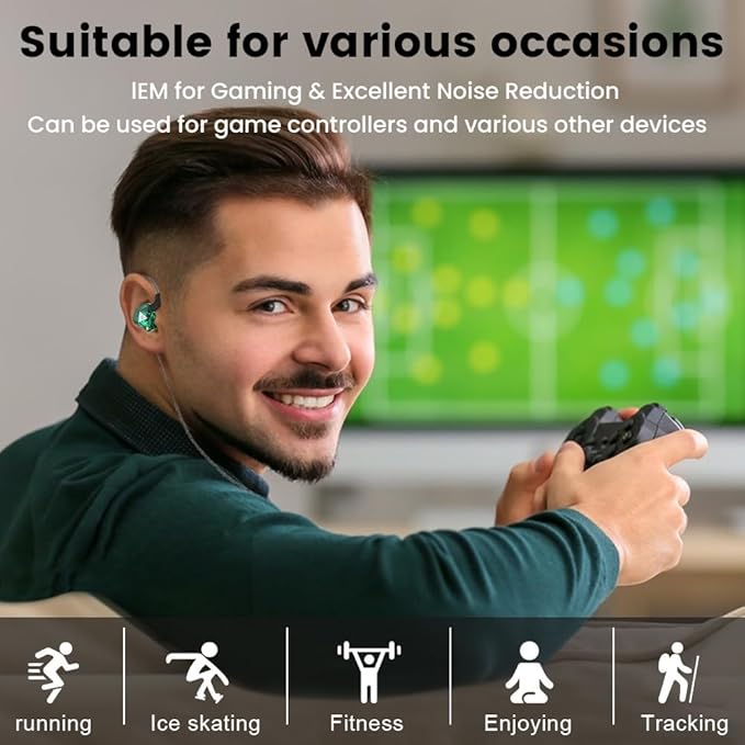 Gaming Earbuds with Mic,Universal 3.5mm HiFi Sport Headphones in Ear Earphone for Running with Microphone Headset Music Earbuds (with mic, Green)