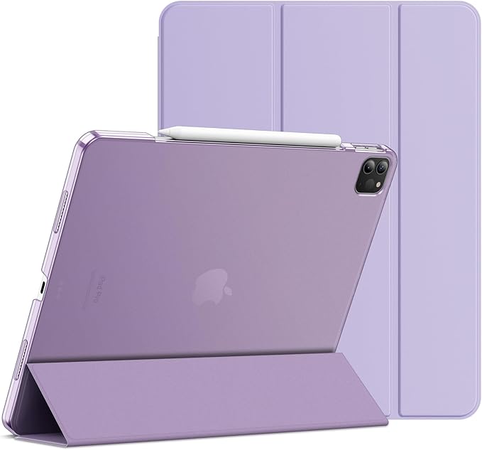 JETech Case for iPad Pro 12.9-Inch (6th/5th Generation, 2022/2021 Model), Slim Stand Hard Back Shell Smart Cover with Auto Wake/Sleep (Light Purple)