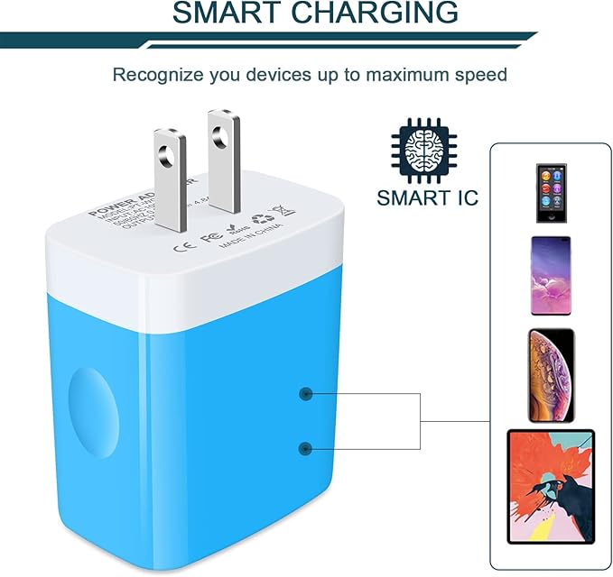 Wall Charger, USB Charger Adapter, AILKIN 4.8A 4Multi Port Fast Charging Station Power Base Block Plug Cube Brick for iPhone, iPad, Samsung Galaxy, Moto, Google Pixel, Kindle Fire Plug Cargador Carro