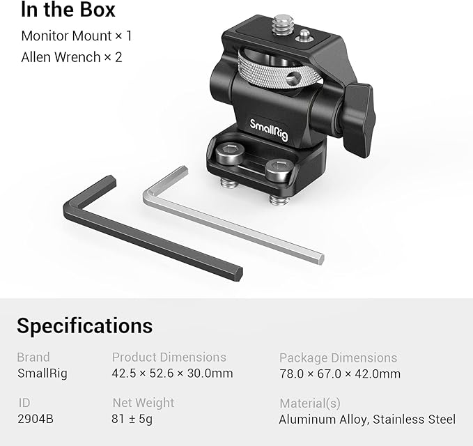 SmallRig Monitor Mount Swivel 360° and Tilt 180° Adjustable Bracket with 1/4"- 20 Screws for 5" and 7" Monitor