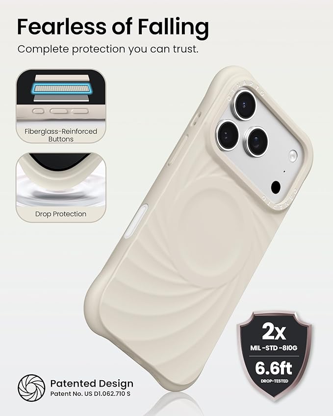 ORNARTO Vortuxe for iPhone 17 Pro Case 6.3" | 2X MIL-STD Protection | Camera Control Button | Compatible with MagSafe | Sleek Aesthetic Liquid Silicone Phone Cover | Cream