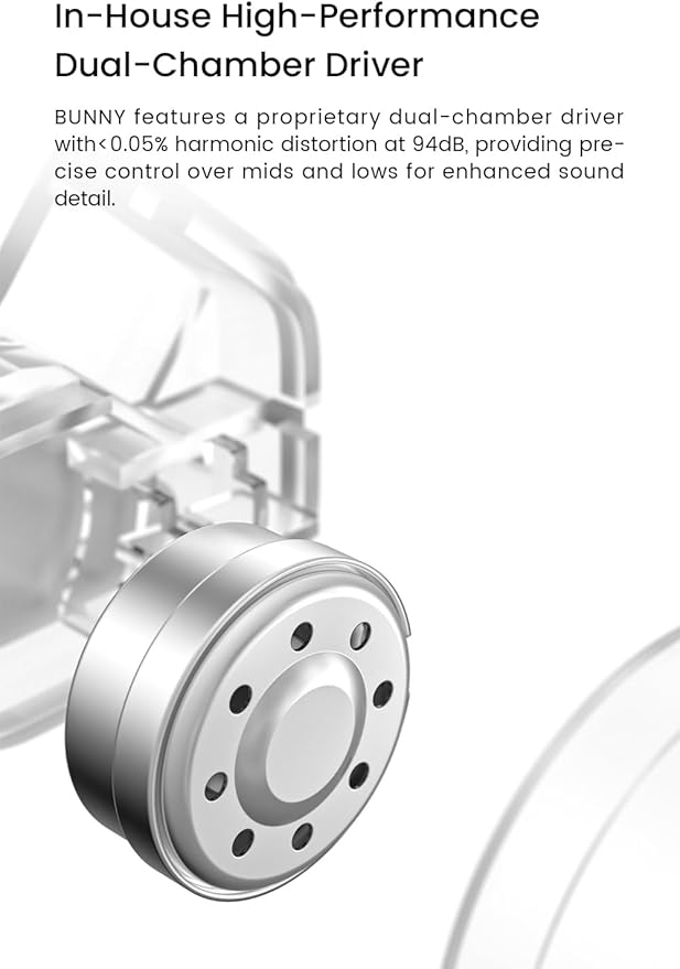 Bunny Gaming Earphones with Single Dynamic Dual-Chamber Driver, Wired Earbuds IEM, 1DD 0.78 2pin Monitor with Bass Boot Maze Cavity, Entry-Level HiFi in-Ear Headphones with Mic - 3.5mm