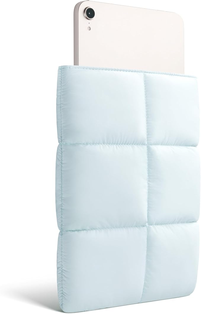 Comfyable Puffy Tablet Sleeve 7-8 Inch Compatible for iPad mini 7 2024 A17 Pro, Mini 6 2021 A15, Quilted Puffer Tablet Carrying Case for Women Men, Ice Blue
