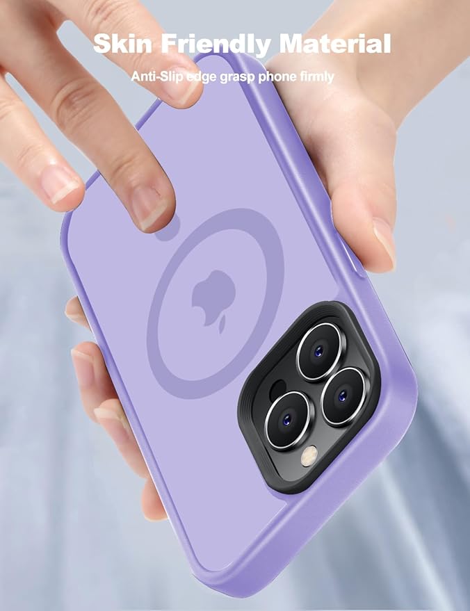 Tigowos for iPhone 15 Pro Magnetic Case Fits MagSafe Drop Resistant Shockproof Back Cover Fits iPhone 15 Pro Phone Cases 6.1", Light Purple