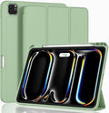 ZryXal iPad Pro 11 Inch Case (M5) 2025/ (M4) 2024 (Model: A2836/A2837/A3006), Trifold Stand Smart Cover with Pencil Holder and Soft TPU Back, Auto Wake/Sleep (Matcha Green)