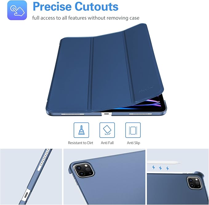 ProCase for iPad Pro 11 Inch Case 2022/2021/2020/2018(4th/3rd/2nd/1st Generation), iPad Pro 11" Slim Stand Hard Back Cover Shell Smart Folio Compatible with Pencil/Support Auto Wake/Sleep -Darkblue