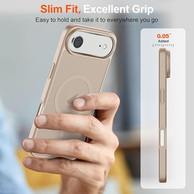 SUPFINE Magnetic for iPhone Air Case (Compatible with MagSafe)(Military Grade Drop Protection) Slim Translucent Matte Shockproof with Anti-Fingerprint Phone Cover for 17 Air,Desert Gold