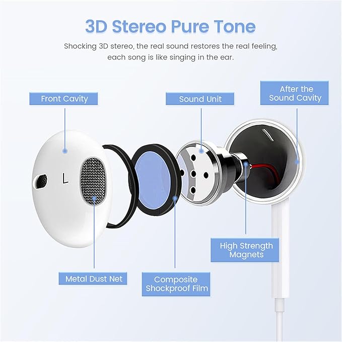 Nvnceiw 2-Pack Wired iPhone Earbuds/Headphones/Earphones with Mic and Volume Control, Compatible with iPhone, iPad, iPod, Computers, MP3/MP4 Players, Android Devices, and Most 3.5mm Audio Devices