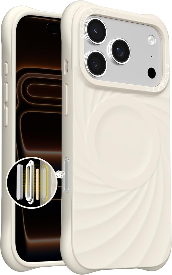 ORNARTO Vortuxe for iPhone 17 Pro Case 6.3" | 2X MIL-STD Protection | Camera Control Button | Compatible with MagSafe | Sleek Aesthetic Liquid Silicone Phone Cover | Cream