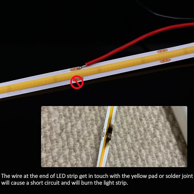 JOYLIT 24V COB LED Strip Lights 16.4ft 5000K Daylight White 550LM/FT Super Bright CRI 95+, UL Premium 2400LEDs Dotless Dimmable Adhesive Tape Light 90W for Commercial, Industrial, Residential