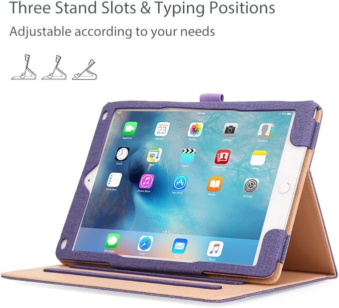 ProCase for iPad 9.7 Inch iPad 6th/5th Generation Case 2018 2017/iPad Air 2/Air 1 Case, Premium Leather Folio Corner Protection Multi-Angle Viewing Stand Cover with Front Pocket Pen Loop -Purple