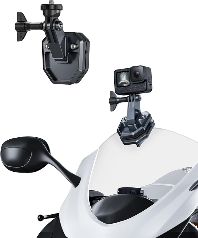 Motorcycle Windshield Clip Camera Mount, Quick Release Motorbike Windscreen Clamp for DJI Osmo Action 6 /Osmo Nano/Osmo 360/Action 5 4, Hero 13 12 11 10 9 8, Compatible with Insta 360 X5 X4 Action Cam