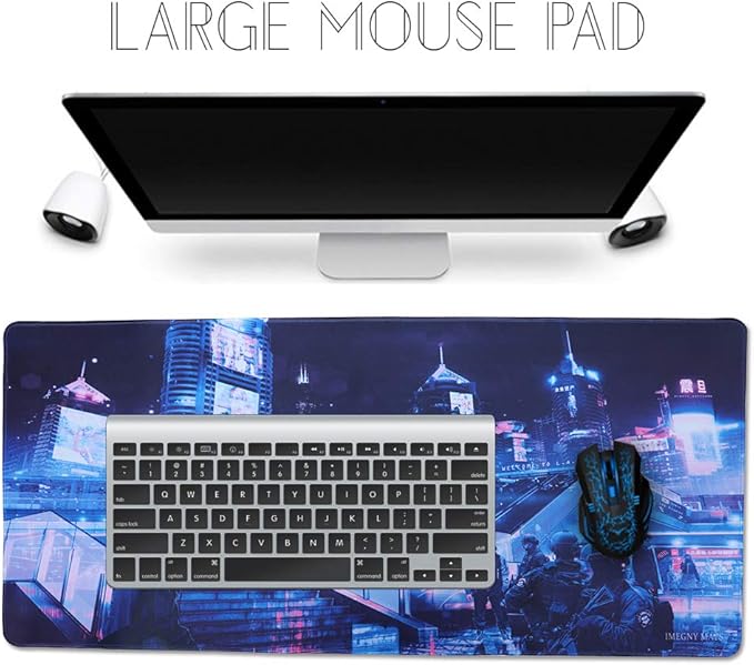 Large Gaming Mouse Pad, Extended XXL Desk Pad & Non-Slip Rubber Mat for Mice and Keyboard with Stitched Edges （90x40 zisecity006）