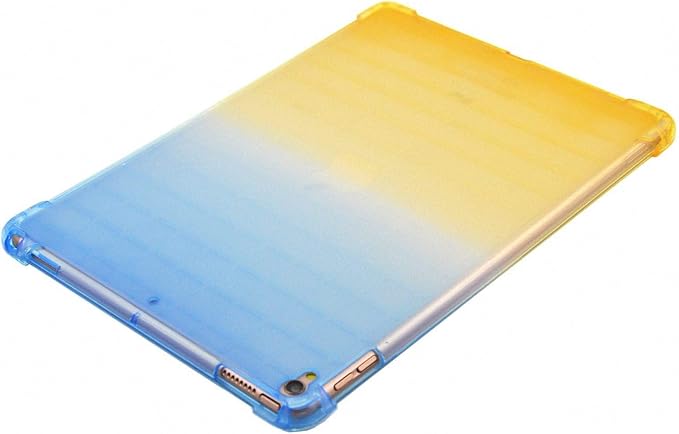 Translucent Frosted TPU Back Case for Apple iPad Air 3 (3rd Gen) 10.5" 2019 and iPad Pro 10.5" (2017) Gradient Color Impact Resistant Corner Protection Shockproof Cover, Blue & Yellow