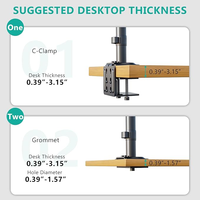 WALI 4 Monitor Mount for 13-49 inch Ultrawides on Top Bracket and 27 inch Screens on Lower Brackets, Heavy Duty Arm Extra Tall Quad Monitor Stand, up to 44 lbs (GSDM004S-P), Black